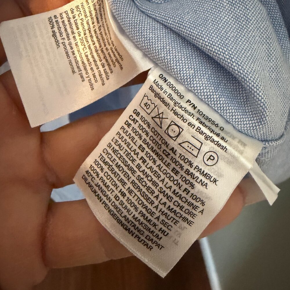 Like New Mens Dress Shirt H&M Denim Gingham Blue Large - Picture 3 of 3